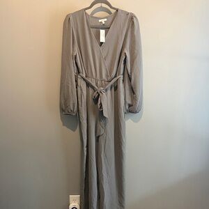 Maurices Long Sleeve Gray Jumpsuit